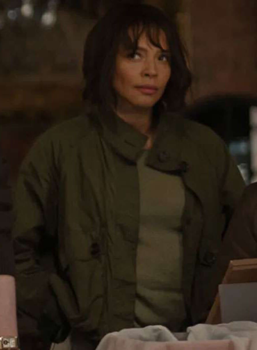 Carmen Ejogo Fountain of Youth Green Jacket