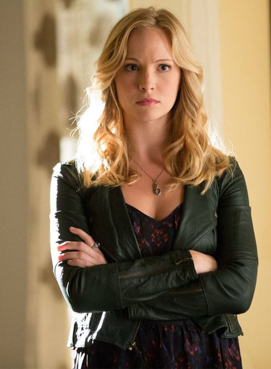 Caroline Forbes The Vampire Diaries S04 Black Biker Jacket