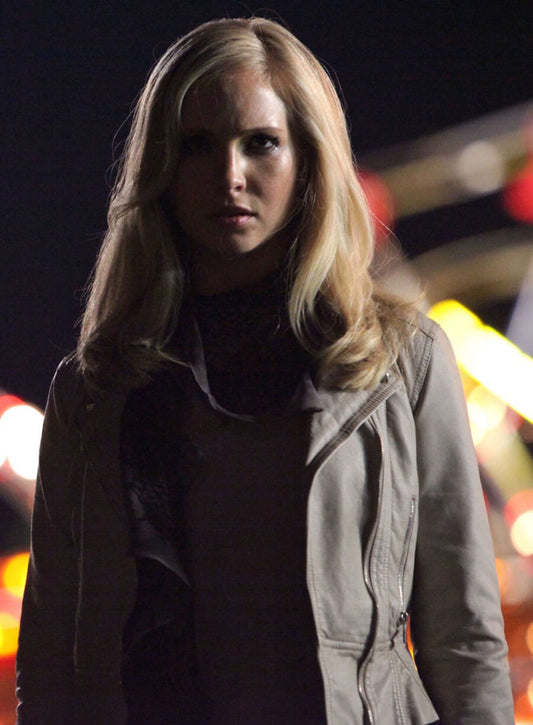 Caroline Forbes The Vampire Diaries White Biker Jacket
