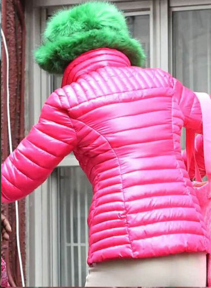Carrie Preston Elsbeth S02 Pink Puffer Jacket