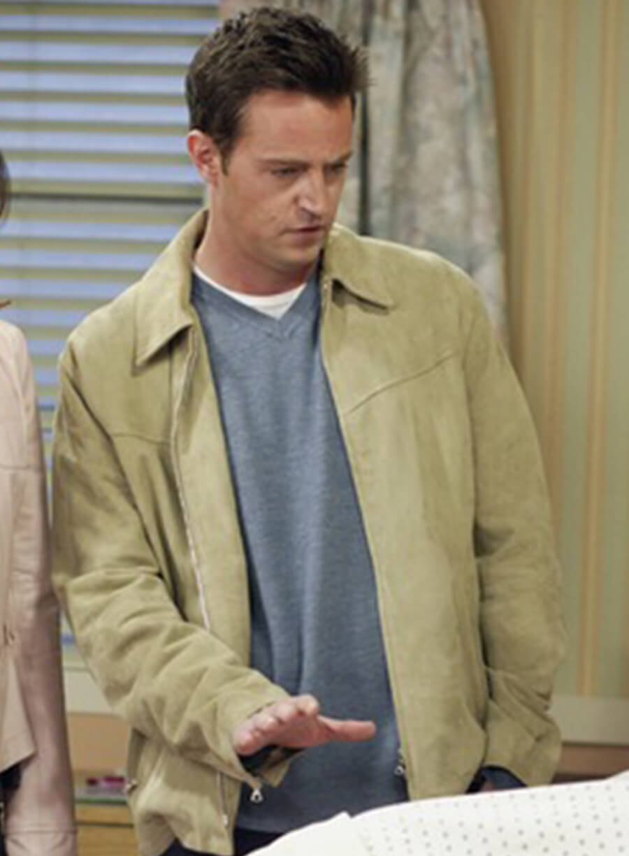 Chandler Bing Friends Beige Suede Jacket