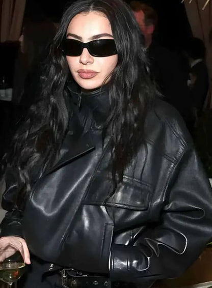 Charli XCX Marty Supreme Black Leather Jacket