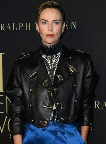 Charlize Theron Black Leather Jacket