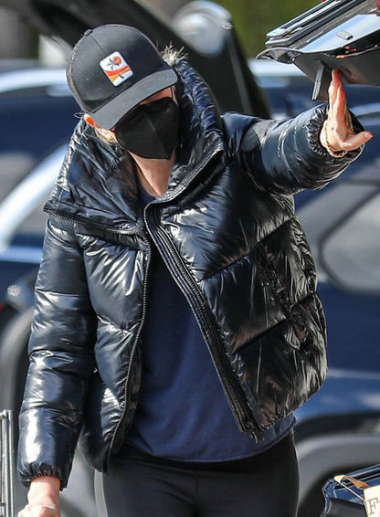 Charlize Theron Black Puffer Jacket