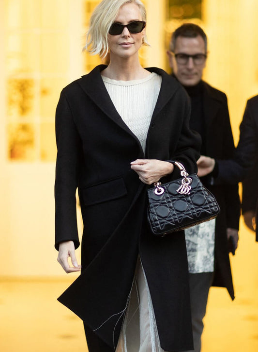 Charlize Theron Black Wool Coat