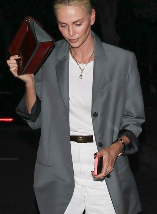 Charlize Theron Grey Blazer