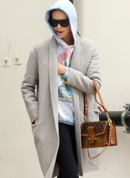 Charlize Theron Wool Coat