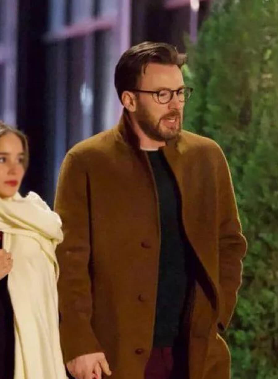 Chris Evans Brown Wool Coat