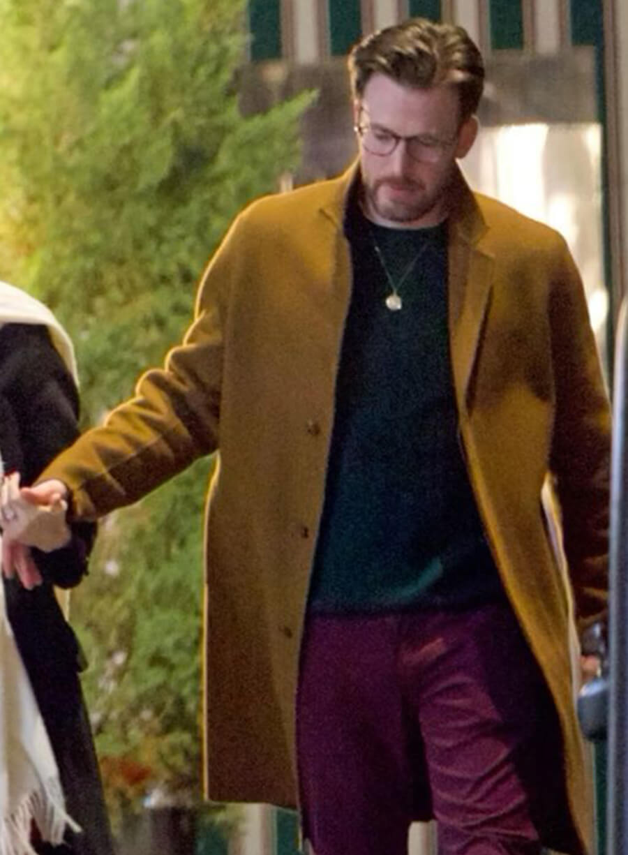 Chris Evans Brown Wool Coat