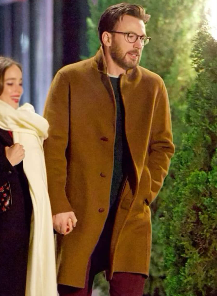 Chris Evans Brown Wool Coat