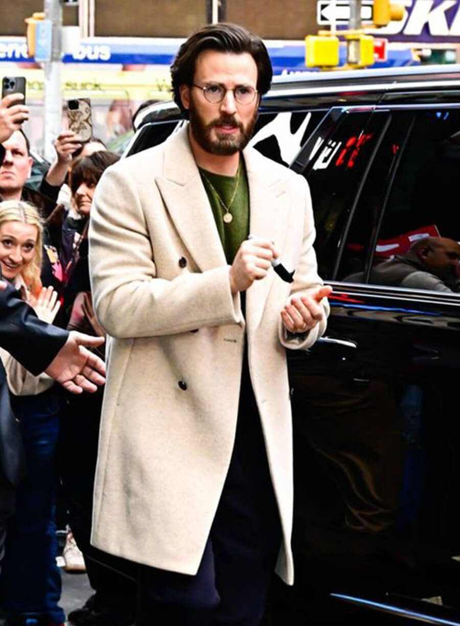 Chris Evans Cream Wool Coat