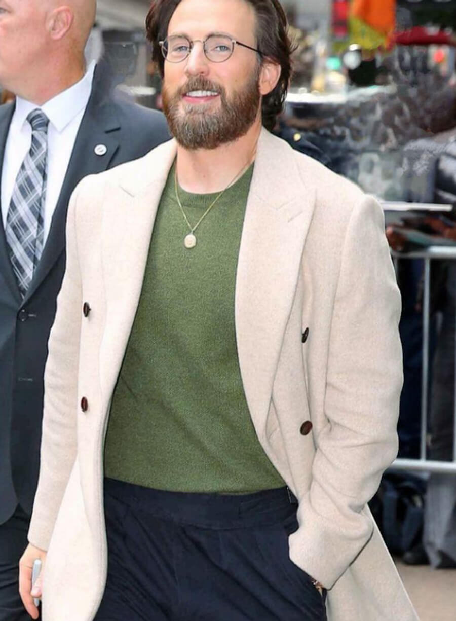 Chris Evans Cream Wool Coat
