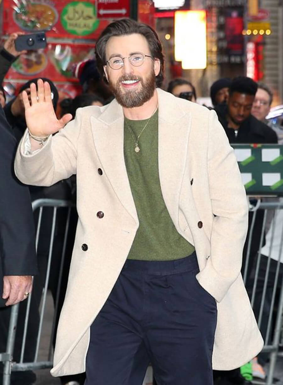 Chris Evans Cream Wool Coat