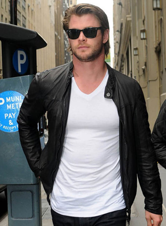 Chris Hemsworth Black Leather Jacket