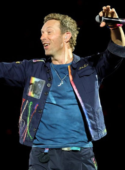 Chris Martin Coldplay Concert 2025 Blue Jacket