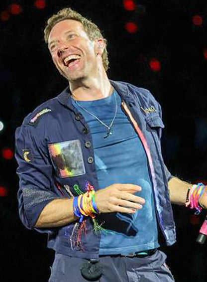 Chris Martin Coldplay Concert 2025 Blue Jacket