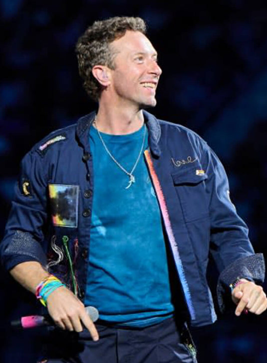 Chris Martin Coldplay Concert 2025 Blue Jacket