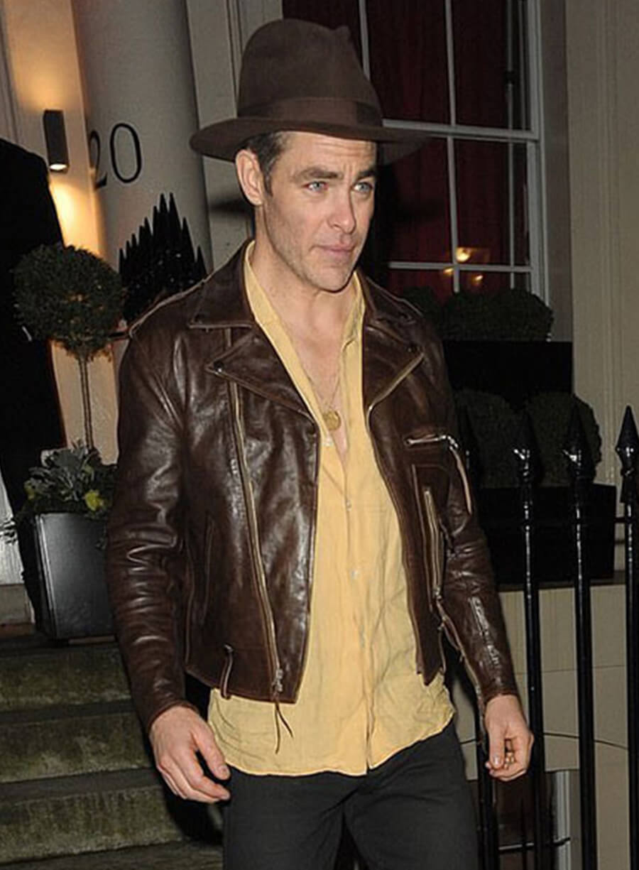 Chris Pine Brown Leather Jacket