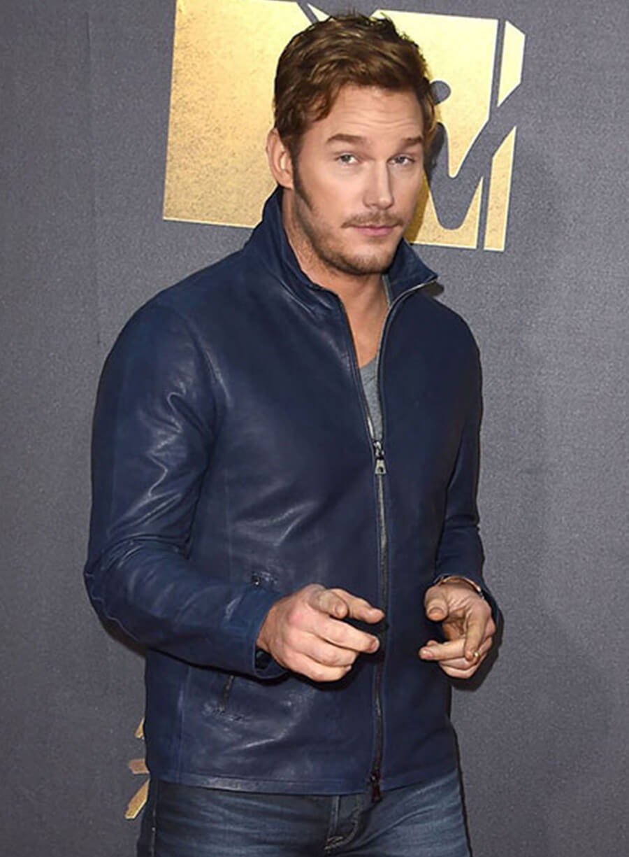 Chris Pratt Blue Leather Jacket