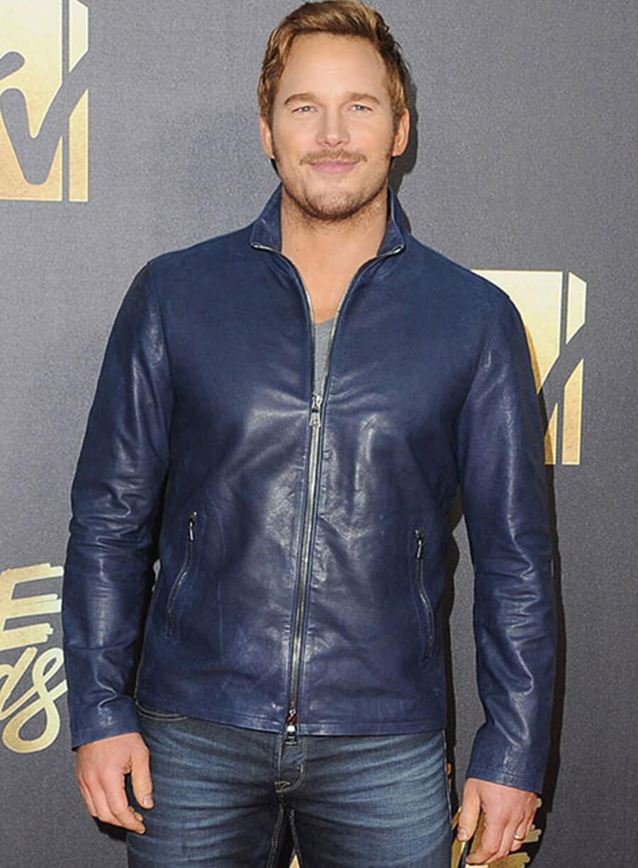 Chris Pratt Blue Leather Jacket
