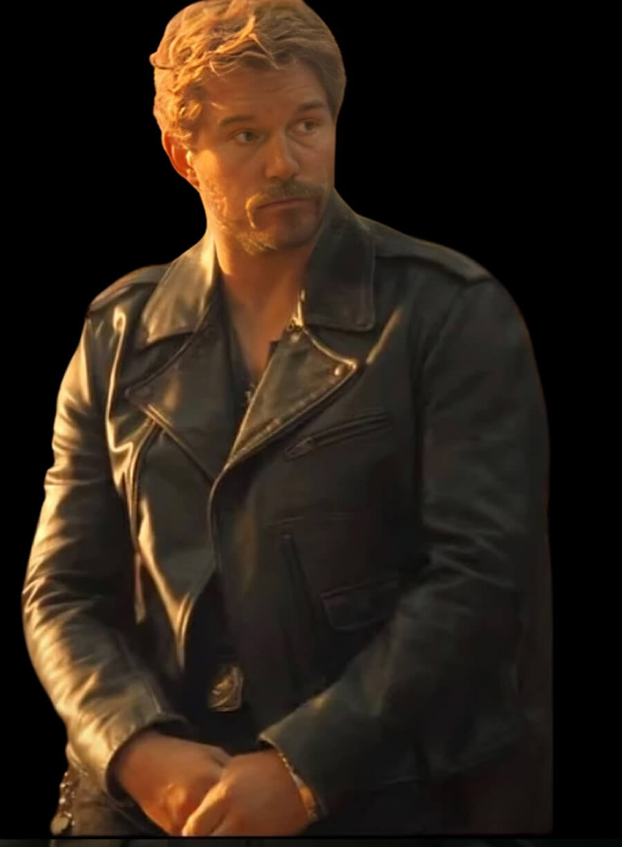 Chris Pratt The Electric State Black Leather Jacket