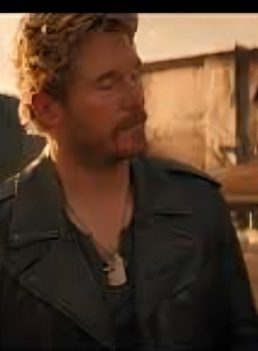 Chris Pratt The Electric State Black Leather Jacket
