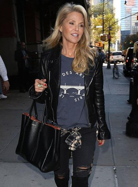 Christie Brinkley Black Leather jacket