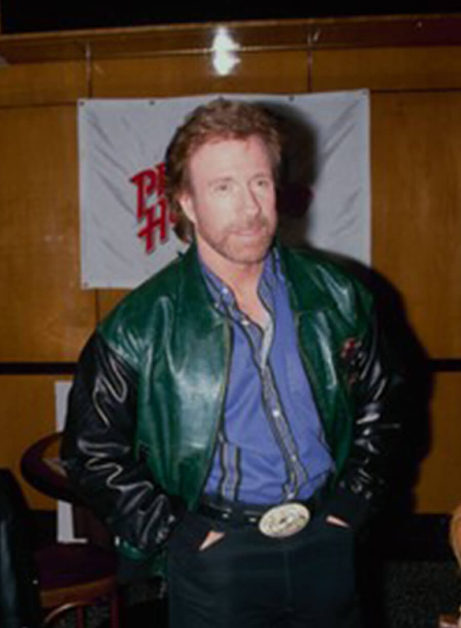 Chuck Norris Green & Black Leather Jacket