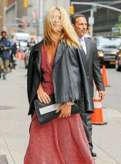 Claire Danes Black Biker Leather Jacket