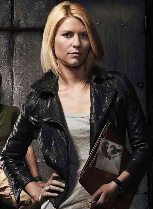 Claire Danes Homeland Black Leather Jacket