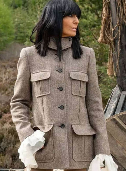 Claudia Winkleman The Celebrity Traitors Brown Wool Coat 