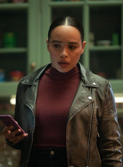 Cleopatra Coleman Cobweb 2023 Black Leather Jacket