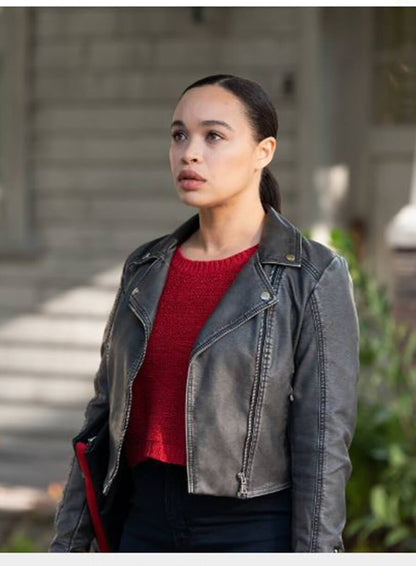 Cleopatra Coleman Cobweb 2023 Black Leather Jacket