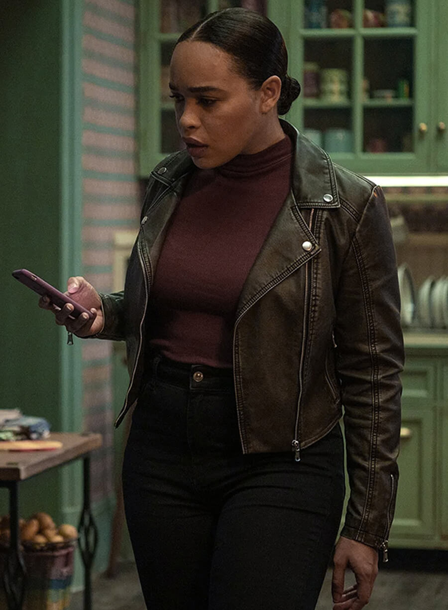 Cleopatra Coleman Cobweb 2023 Black Leather Jacket