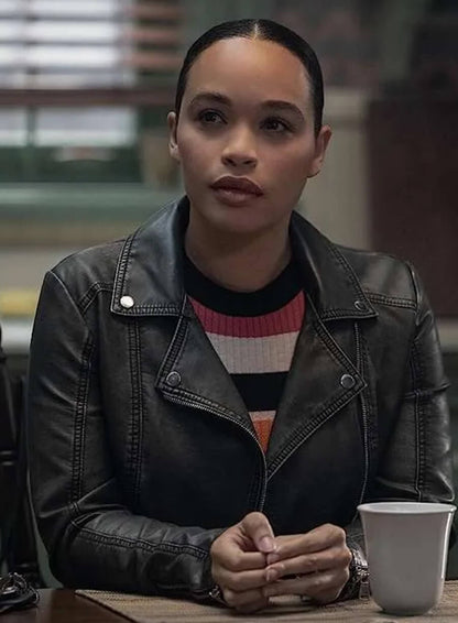 Cleopatra Coleman Cobweb 2023 Black Leather Jacket