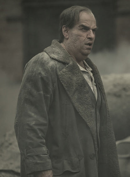 Colin Farrell The Penguin 2024 Grey Shearling Coat