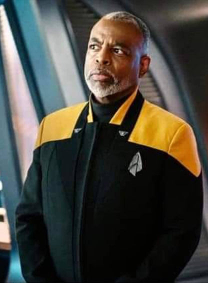 Commodore Geordi Star Trek Picard Leather Jacket