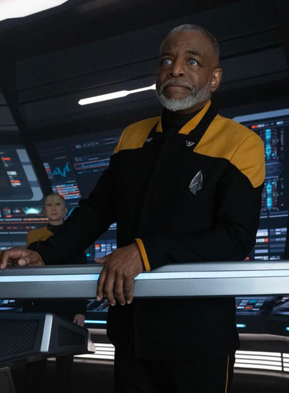Commodore Geordi Star Trek Picard Leather Jacket