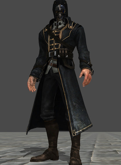 Corvo Attano Dishonored Black Leather Coat