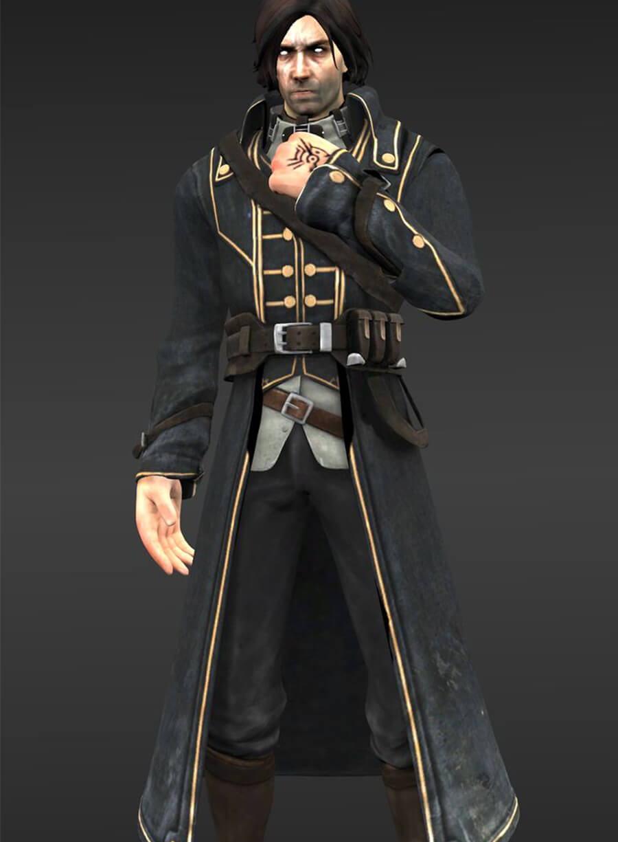 Corvo Attano Dishonored Black Leather Coat