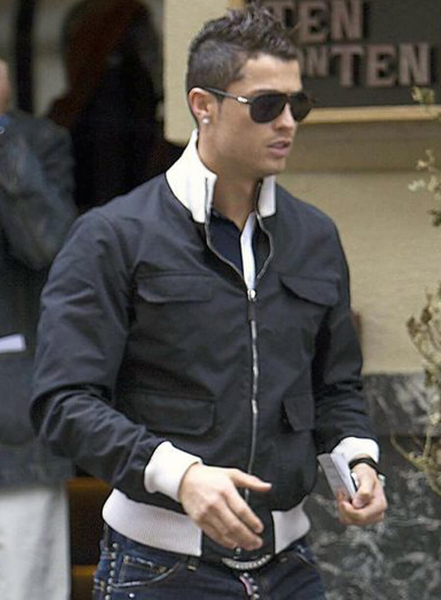 Cristiano Ronaldo Black Bomber Jacket