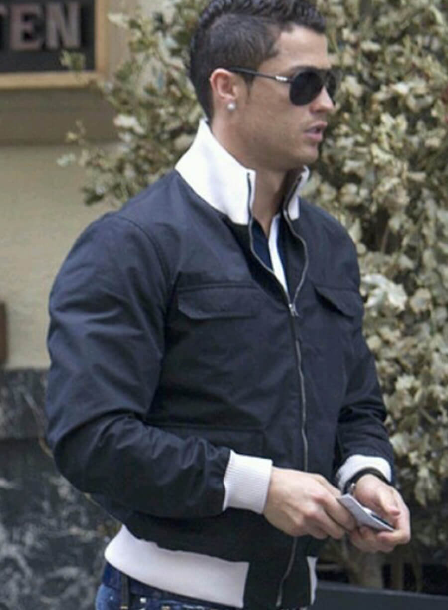 Cristiano Ronaldo Black Bomber Jacket