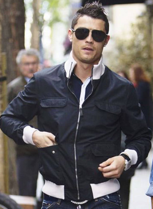 Cristiano Ronaldo Black Bomber Jacket