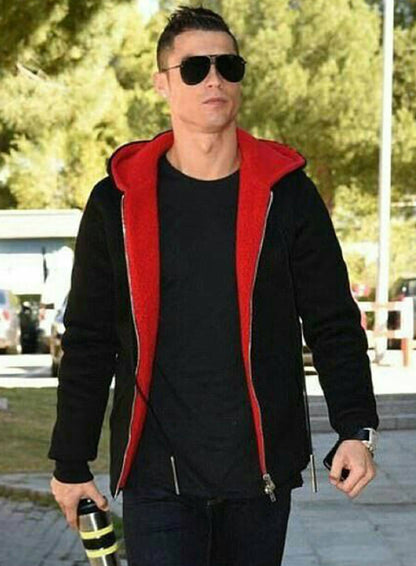 Cristiano Ronaldo Black Hooded Jacket