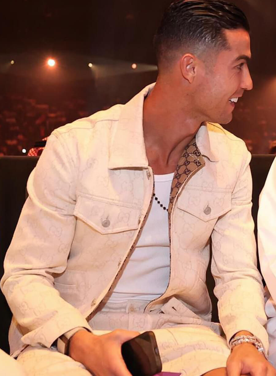 Cristiano Ronaldo White Trucker Jacket