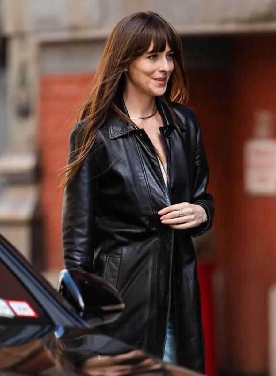 Dakota Johnson Materialists 2025 Black Leather Jacket