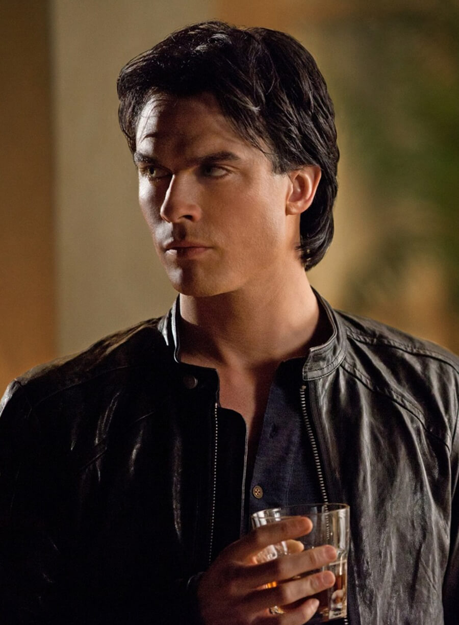 Damon Salvatore The Vampire Diaries S03 Black Jacket