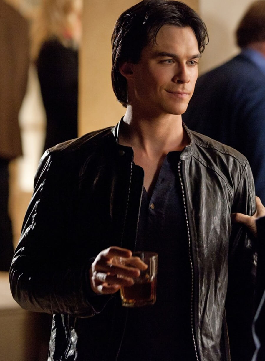 Damon Salvatore The Vampire Diaries S03 Black Jacket