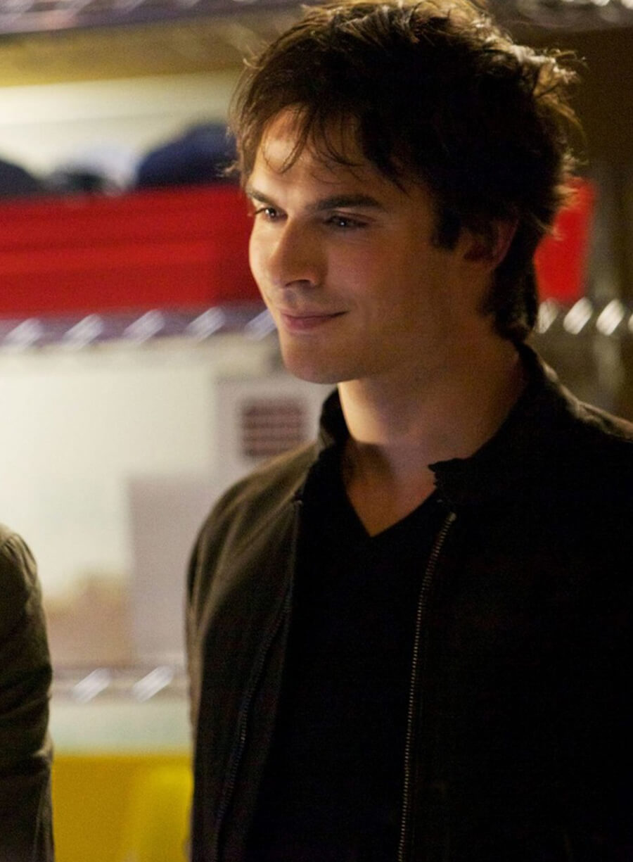 Damon Salvatore The Vampire Diaries S04 Brown Suede Jacket