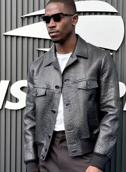 Damson Idris F1 The Movie Black Leather Jacket
